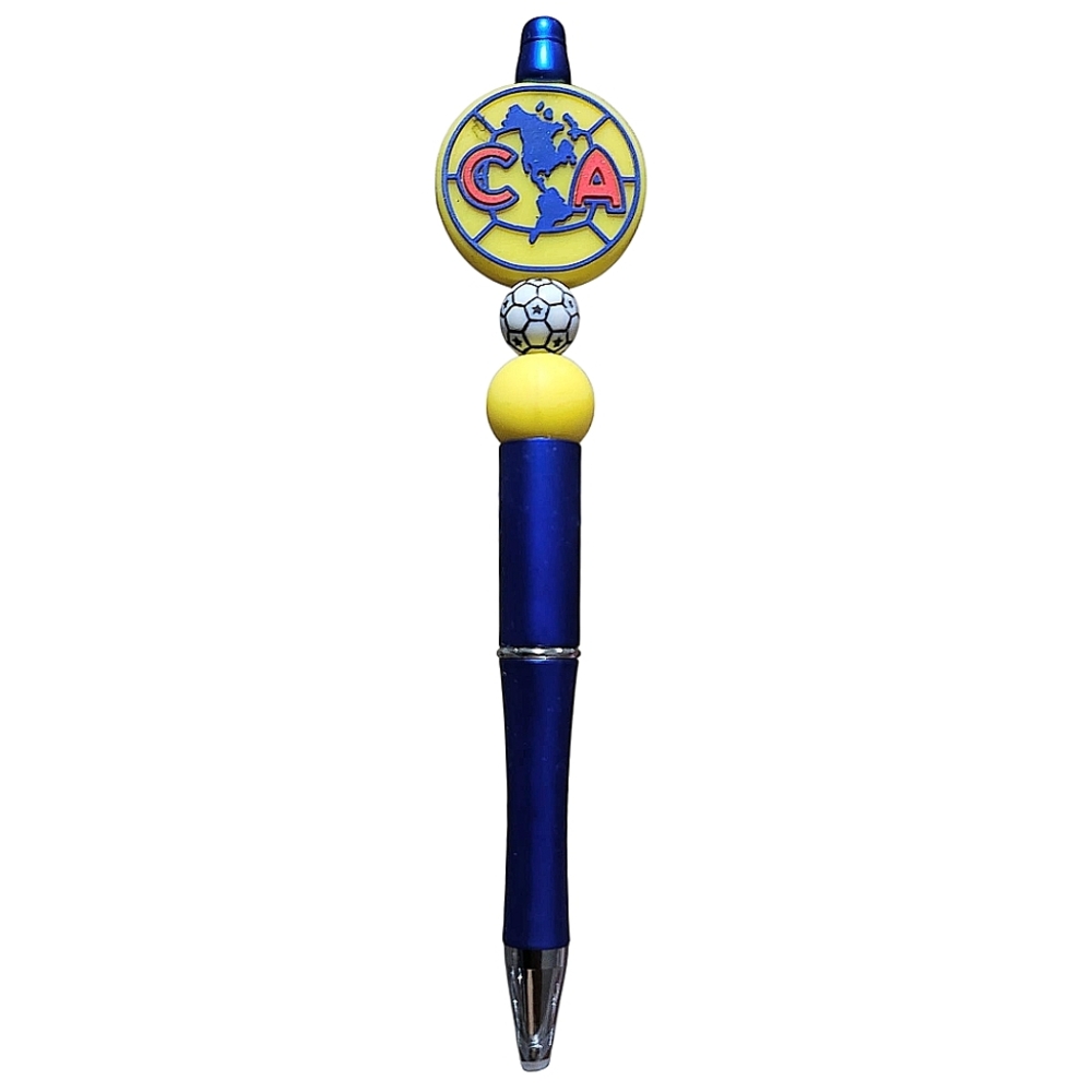 Club America Soccer Team Custom Beaded Ballpoint Twist Pen Blue Yellow